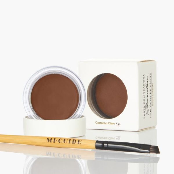 Kit Pasta Delineadora para Sobrancelhas Castanho Claro + Pincel Chanfrado