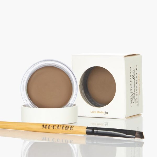 Kit Pasta Delineadora para Sobrancelhas Loiro Médio + Pincel Chanfrado