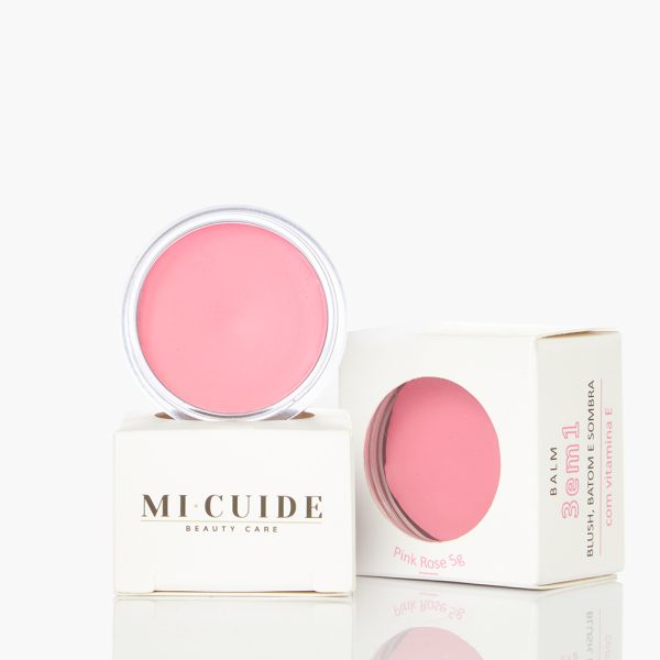 Balm Pink Rose 3 em 1:  Blush, Batom e Sombra